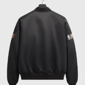 Shop Giorgio Armani & Kith for the New York Knicks 2026 Playoffs Black Satin Bomber Jacket