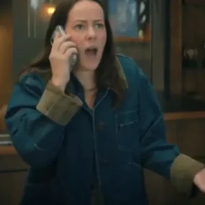 Shop Jena Malone 2026 TV Series The Boroughs S01 Claire Cooper Blue Denim Jacket