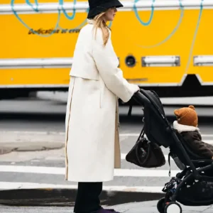 Shop Jennifer Lawrence New York City 2026 Off White Wool Trench Coat