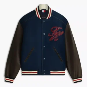 Shop Josh Hart Cleveland Cavaliers Vs New York Knicks 2026 Navy Blue and Brown Varsity Jacket