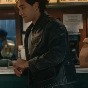 Shop Josh Heuston 2026 TV Series Off Campus S01 Justin Kohl Black Leather Jacket For Men and Women