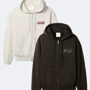 Shop JungKook Calvin Klein Black and White Terry Relaxed Zip-Up Hoodie