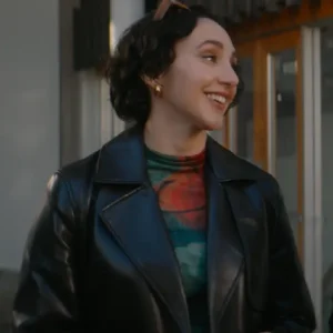 Shop Lauren Patten 2026 TV Series Off Campus S01 Joanna Maxwell Black Leather Blazer For Women