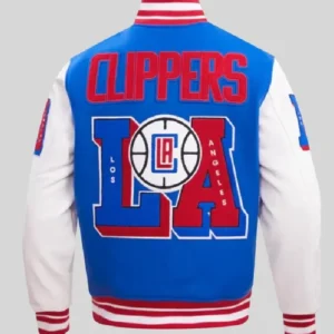 Shop Los Angeles Clippers Mashup Wool Royal Blue and White Varsity Jacket