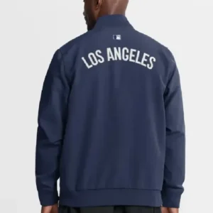 Shop Los Angeles Dodgers Nike Navy Authentic Collection Dugout Full-Zip Bomber Jacket