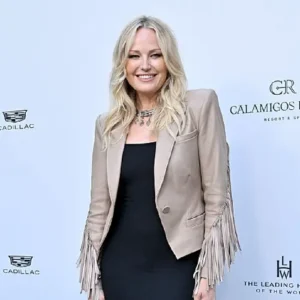 Shop Malin Åkerman Calamigos Ranch Celebration Fringe Leather Blazer For Women