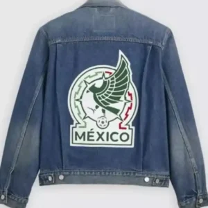Shop Mexico Football National Team Type II Faded “Cielito Lindo” Blue Denim Trucker Jacket