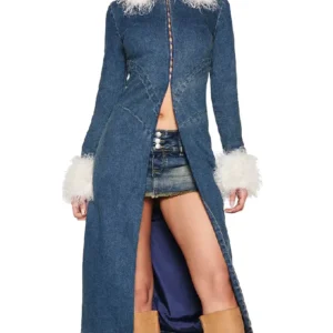 Shop Mika Abdalla 2026 TV Series Off Campus S01 Allie Hayes Blue Denim Long Coat For Women