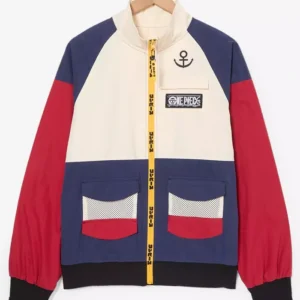 Shop One Piece Jolly Roger Color Block Windbreaker Jacket