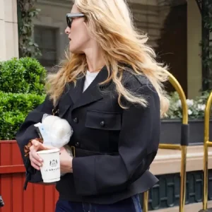 Shop Sarah Pidgeon Paris Fashion Week 2026 Black Peplum Jacket