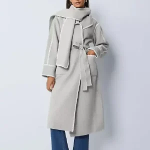 Shop Sheinelle Jones The Today Show 2026 Grey Wrap Long Coat For Women