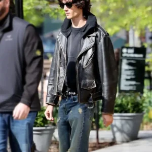Shop Sombr New York City 2026 Black Moto Leather Jacket For Men and Women