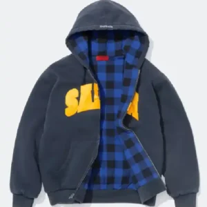 Shop Supreme Salem Hooded Zip-Up Blue Sweatshirt