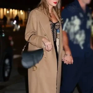 Shop Taylor Swift Double Date Night Brown Wool Long Coat For Women