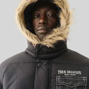 Shop True Religion Fur Hooded Black Jacket
