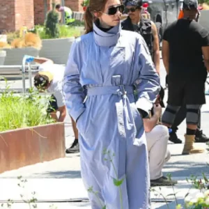 Shop Vanessa Kirby New York City 2026 High Neck Trench Coat For Women