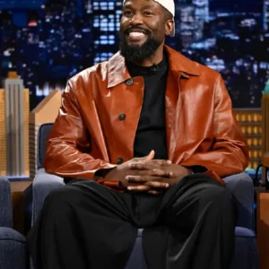 Shop Yahya 2026 The Tonight Show Brown Leather Jacket