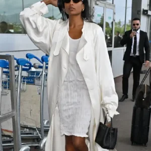 Simone Ashley 2026 Arriving Nice Airport Coat
