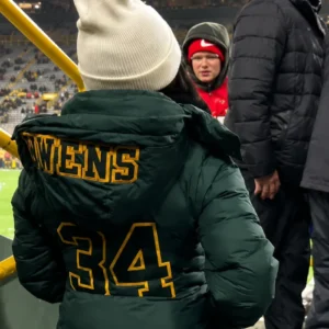 Simone Biles 2026 Green Bay Packers Green Hooded Puffer Jacket For Men and Women