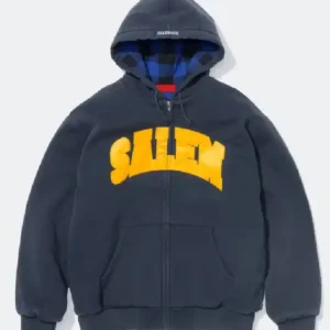 Supreme Salem Hooded Zip-Up Blue Sweatshirt