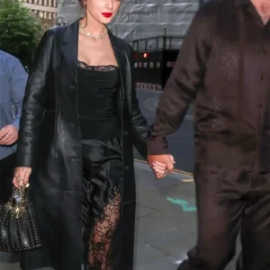 Taylor Swift Dinner Restaurant London 2026 Black Leather Long Coat For Women