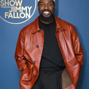 The Tonight Show Yahya Brown Leather Jacket