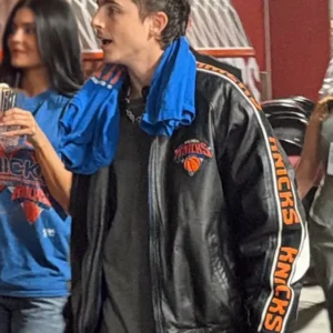 Timothée Chalamet Knicks Leather Jacket
