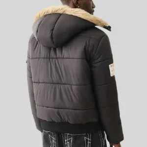 True Religion Fur Hooded Black Jacket For Men and Women