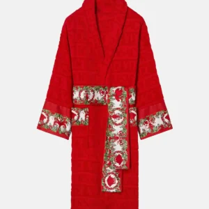 Versace Allover Red Baroque Bathrobe