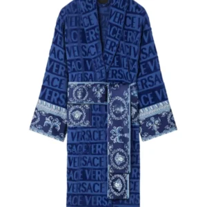 Vozien All-Over Motif Versace Blue Bathrobe