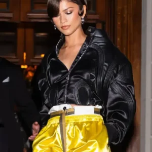 Zendaya Louis Vuitton Cruise 2026 Black Cropped Bomber Jacket