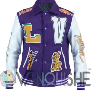 louis vuitton purple varsity jacket Front