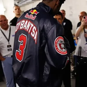 AJ Dybantsa Red Bull x Jeff Hamilton Black Leather Jacket