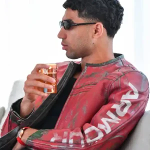 Achraf Hakimi Under Armour x 424 Red Leather Jacket