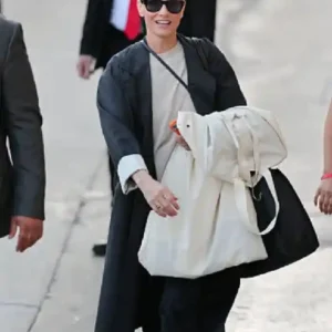 Amanda Peet Los Angeles 2026 Black Duster Trench Coat