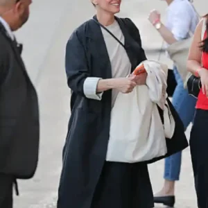 Amanda Peet Los Angeles 2026 Black Duster Trench Coat For Women