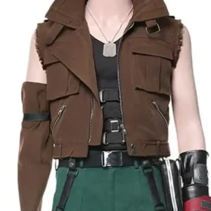 Barret Wallace Final Fantasy VII Video Game Remake Brown Leather Vest For Men and Women