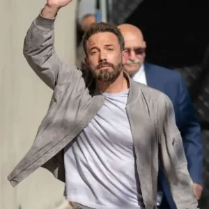 Ben Affleck Grey Suede Bomber Jacket