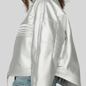 Chrome Hearts The Racer 115 Silver Metallic Leather Jacket For Men and Women
