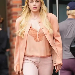 Count My Lies 2026 Lindsay Lohan Peach Jacket