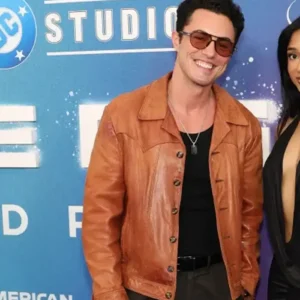 Darren Barnet Supergirl World Premiere New York 2026 Brown Leather Jacket For Men and Women