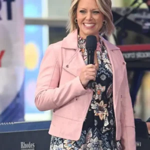 Dylan Dreyer NYC 2026 Pink Moto Biker Leather Jacket