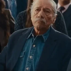 Edward James Olmos Movie Office Romance 2026 Captain Jack Cruz Navy Blue Blazer