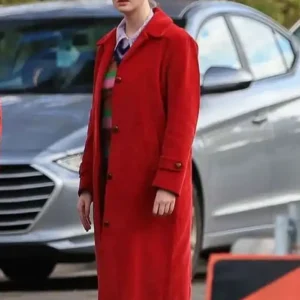 Elle Fanning TV Series Margo’s Got Money Troubles 2026 Margo Millet Red Wool Trench Coat