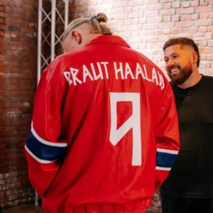 Erling Haaland Custom Norway Red Leather Jacket