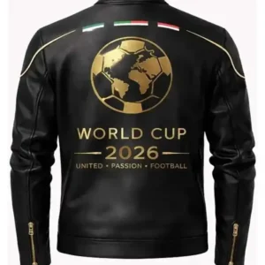 FIFA World Cup 2026 Black Leather Biker Jacket for Men and Women
