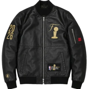 FISLL NBA Finals Leather Jacket Black
