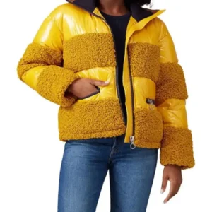 Ginger Zee Good Morning America 2026 Yellow Puffer Jacket
