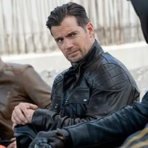 Henry Cavill In The Grey 2026 Sid Black Biker Leather Jacket