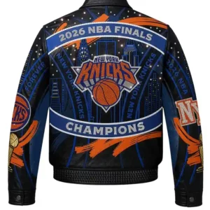 JH Design New York Knicks 2026 Basketball Finals Champions Leather Jacket For Men and Women